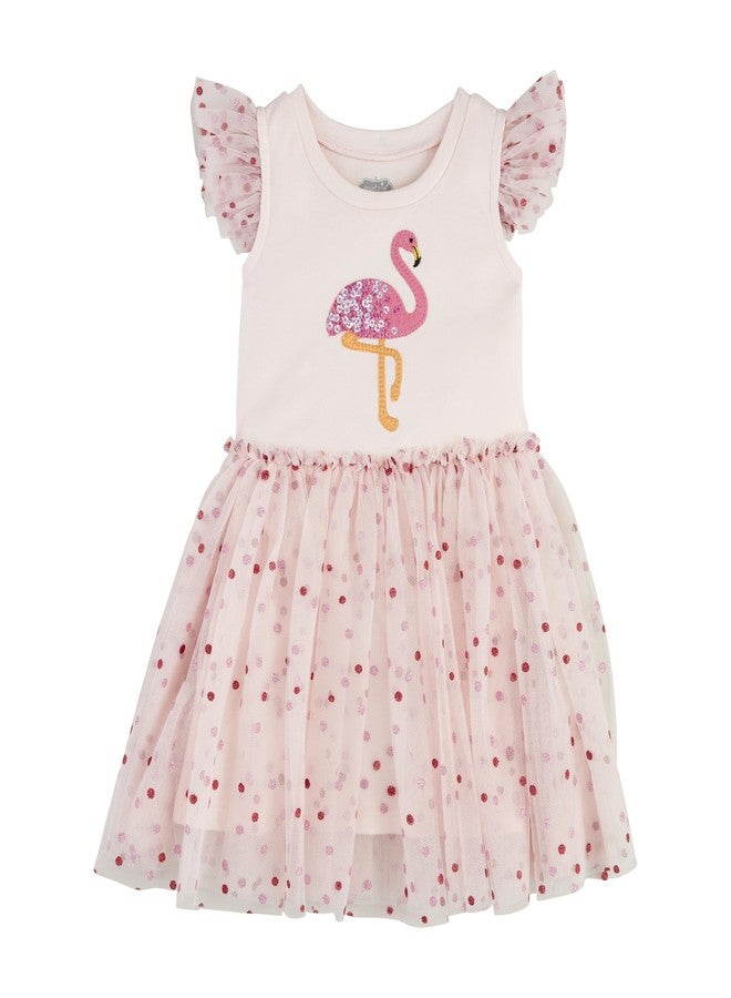 Mud Pie Baby Girls Children's Flamingo Tshirt Dress - Image 1