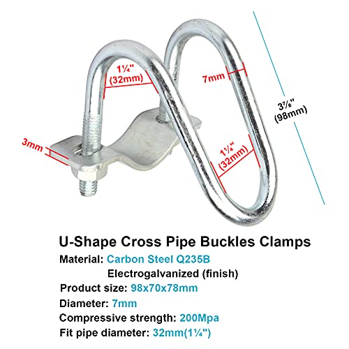 eoere 10 PCS Cross-Connector Vertical Pipe Clip for 1-1/4" (1.25" OD) Round Tube, Crossover Tube Clamps for Farm, Greenhouse, Tripods - Image 2
