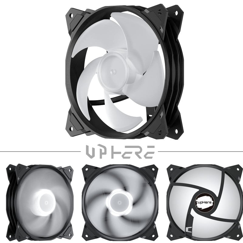 upHere Long Life 120mm 3-Pin High Airflow Quiet Edition White LED Case Fan for PC Cases, CPU Coolers, and Radiators 3-Pack,PF120WT3-3 - Image 3