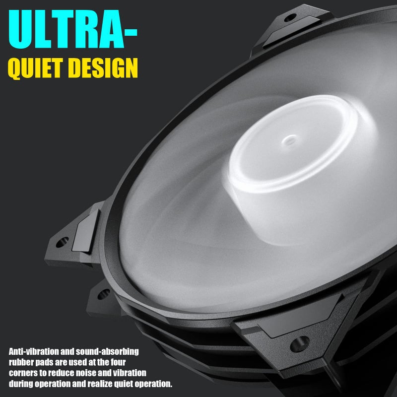 upHere Long Life 120mm 3-Pin High Airflow Quiet Edition White LED Case Fan for PC Cases, CPU Coolers, and Radiators 3-Pack,PF120WT3-3 - Image 4