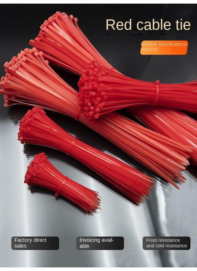 Bluejw Red Cable Tie Self-locking Plastic Cable Tie Nylon Cable Tie Color 3*100 4*200mm Wedding Cable Tie  - Image 1
