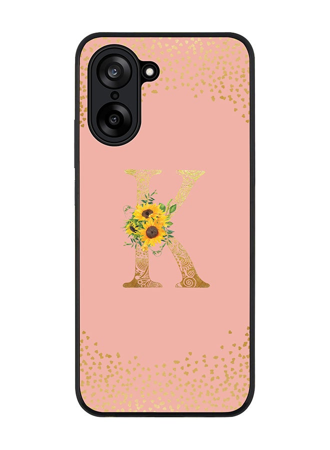 Stylizedd For OnePlus Nord CE5 / Ace 5 Racing Case,Slim fit Camera Protection, Shockproof Thin Phone cover  - Custom Floral Monogram - K  (Rose Pink )