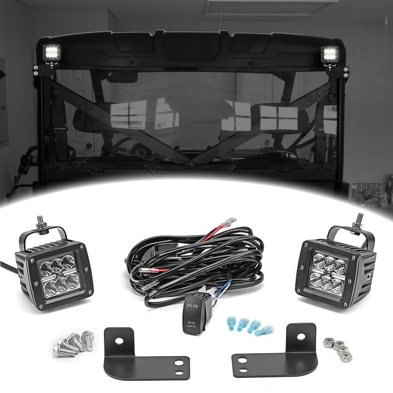 Dasen LED Light wWiring Mount Bracket kit Rear Roll Cage Spotlight 3 Inch 24W Backup Reverse LED Compatible with Polaris Ranger Full Size 20132025