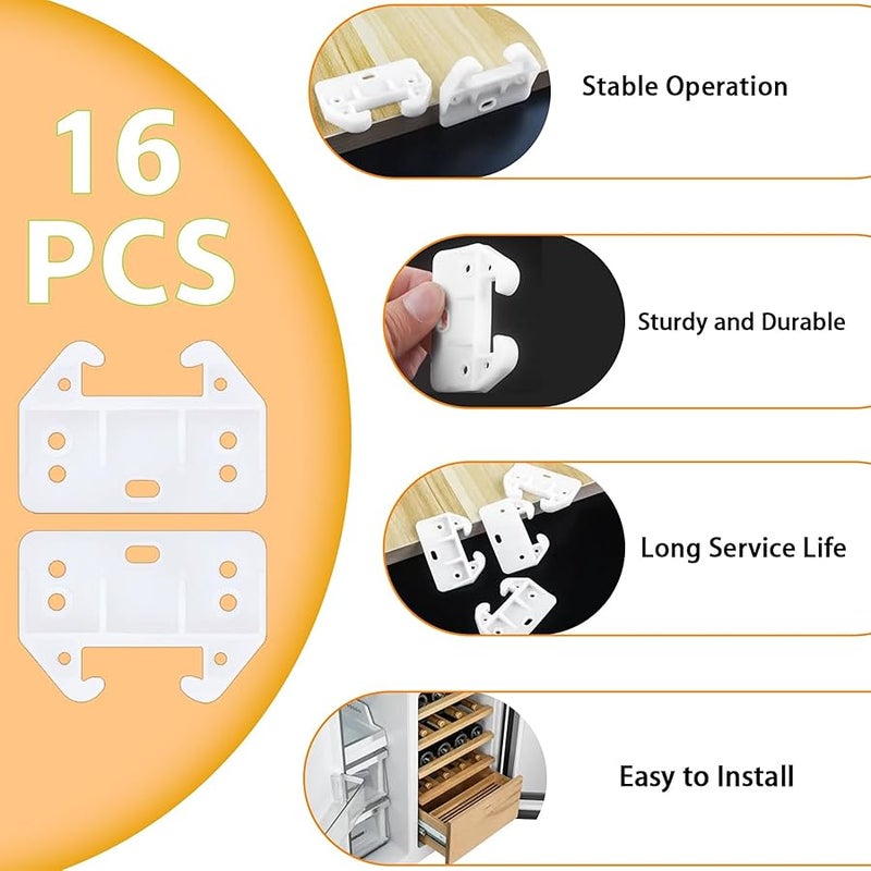 Aifeier ET Drawer Guides Plastic Drawer Track Rail Guide Brackets for Dresser Cabinet Closet Drawer, White, 16 PCS - Image 4