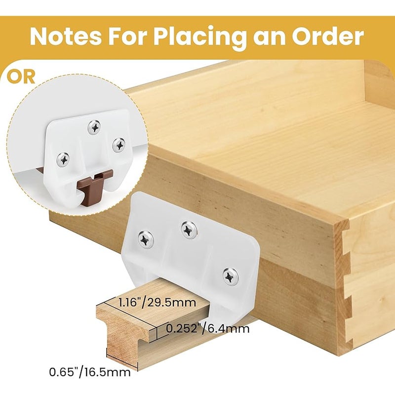 Aifeier ET Drawer Guides Plastic Drawer Track Rail Guide Brackets for Dresser Cabinet Closet Drawer, White, 16 PCS - Image 3