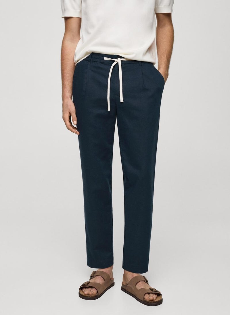 Mango Man - Casual Slim-Fit Drawstring Pants - Image 1