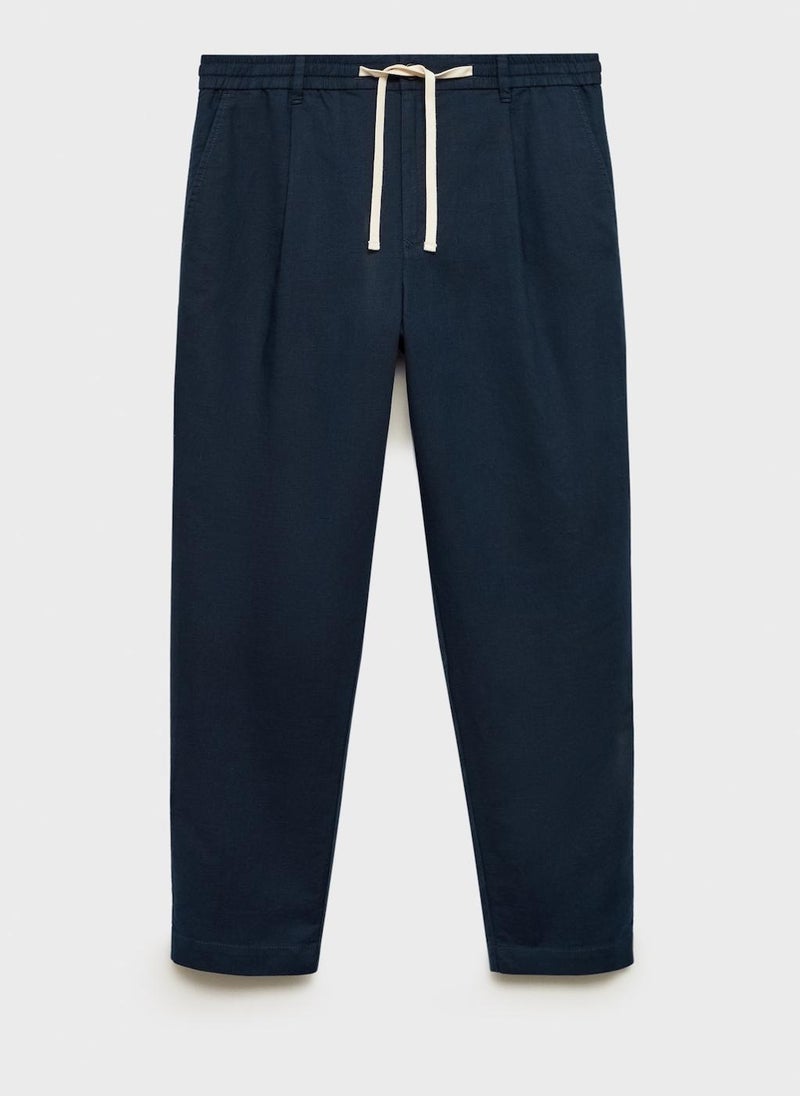 Mango Man - Casual Slim-Fit Drawstring Pants - Image 1