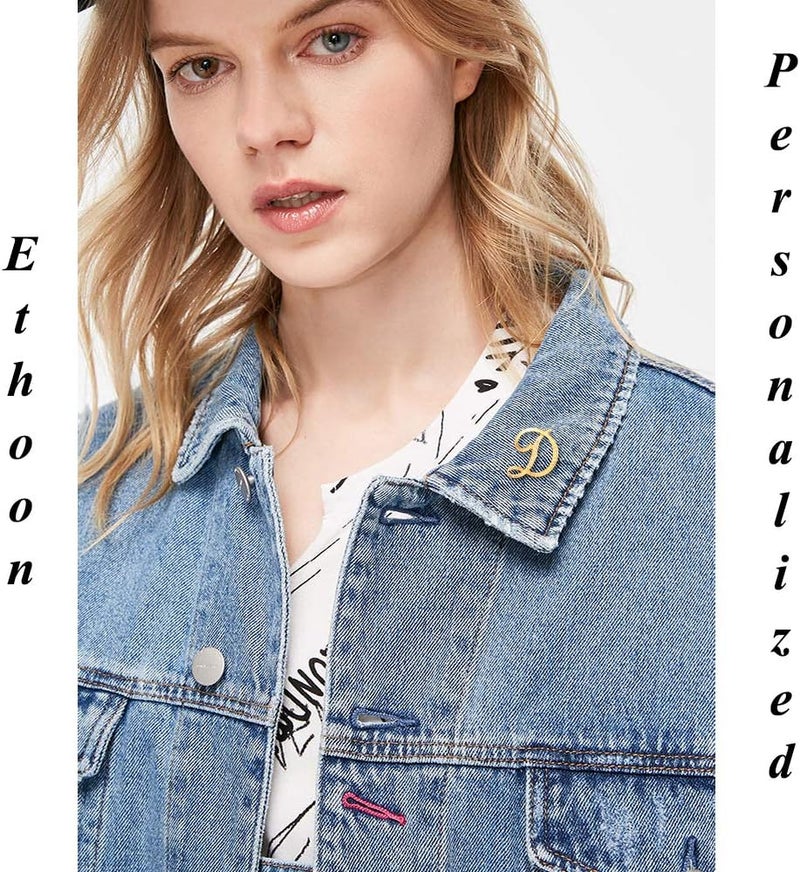 ETHOON Initial Letter Brooch Pin Small Lapel Pin Tie Tack Name Personalized Gifts for Women Men Gold A-Z - Image 2