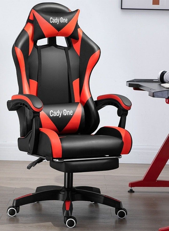 كادي ون كرسي ألعاب رياضي إلكتروني قابل للتعديل,كرسي كمبيوتر مكتبي من الجلد, كرسي قيمنق مريح , كرسي داعم للفقرات القطنية مريح مع مسند ذراع ومسند مريح للرأس مع مسند للقدمين، دوران 360 درجة، أحمر - Image 2