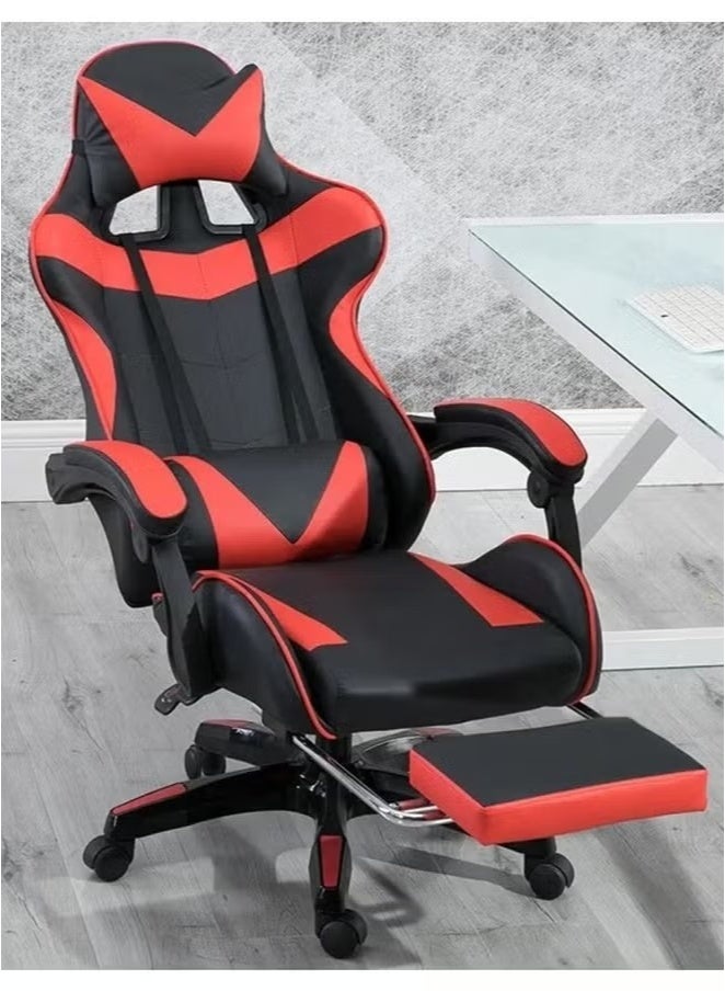 كادي ون كرسي ألعاب رياضي إلكتروني قابل للتعديل,كرسي كمبيوتر مكتبي من الجلد, كرسي قيمنق مريح , كرسي داعم للفقرات القطنية مريح مع مسند ذراع ومسند مريح للرأس مع مسند للقدمين، دوران 360 درجة، أحمر - Image 3