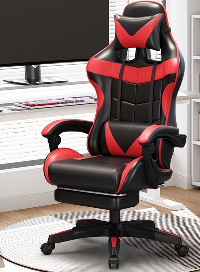 كادي ون كرسي ألعاب رياضي إلكتروني قابل للتعديل,كرسي كمبيوتر مكتبي من الجلد, كرسي قيمنق مريح , كرسي داعم للفقرات القطنية مريح مع مسند ذراع ومسند مريح للرأس مع مسند للقدمين، دوران 360 درجة، أحمر - Image 1