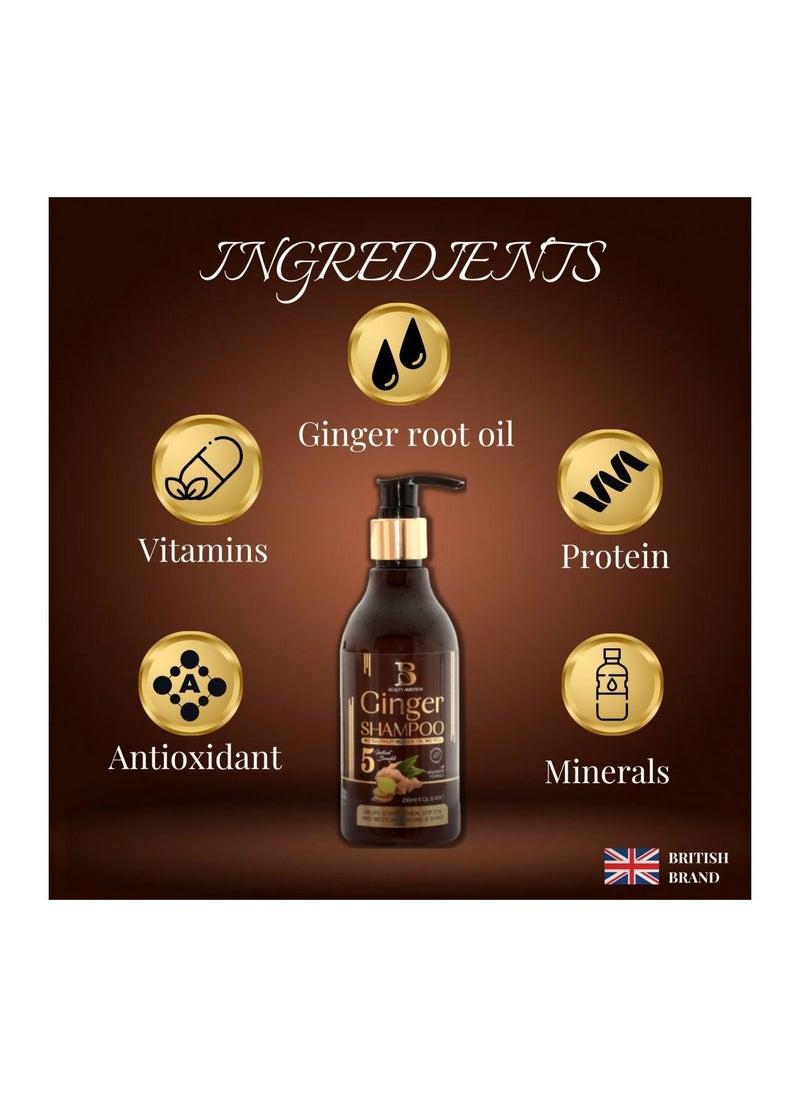 Anti-Hair Fall and Anti Thinning Ginger Shampoo, Hair Regrowth and Thickening Treatment for Men and Women, 250ml