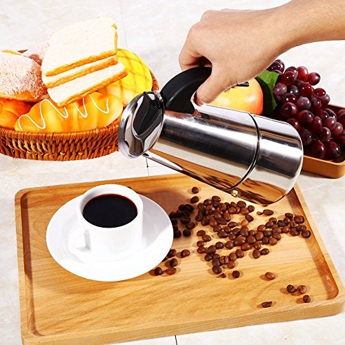 YOSOO Coffee Maker, Stainless Steel Coffee Pot Percolator Stovetop Espresso Latte Maker Percolator Stove Top Filter Coffee Maker Pot Easy Clean (300ML 6 Cup) - Image 3