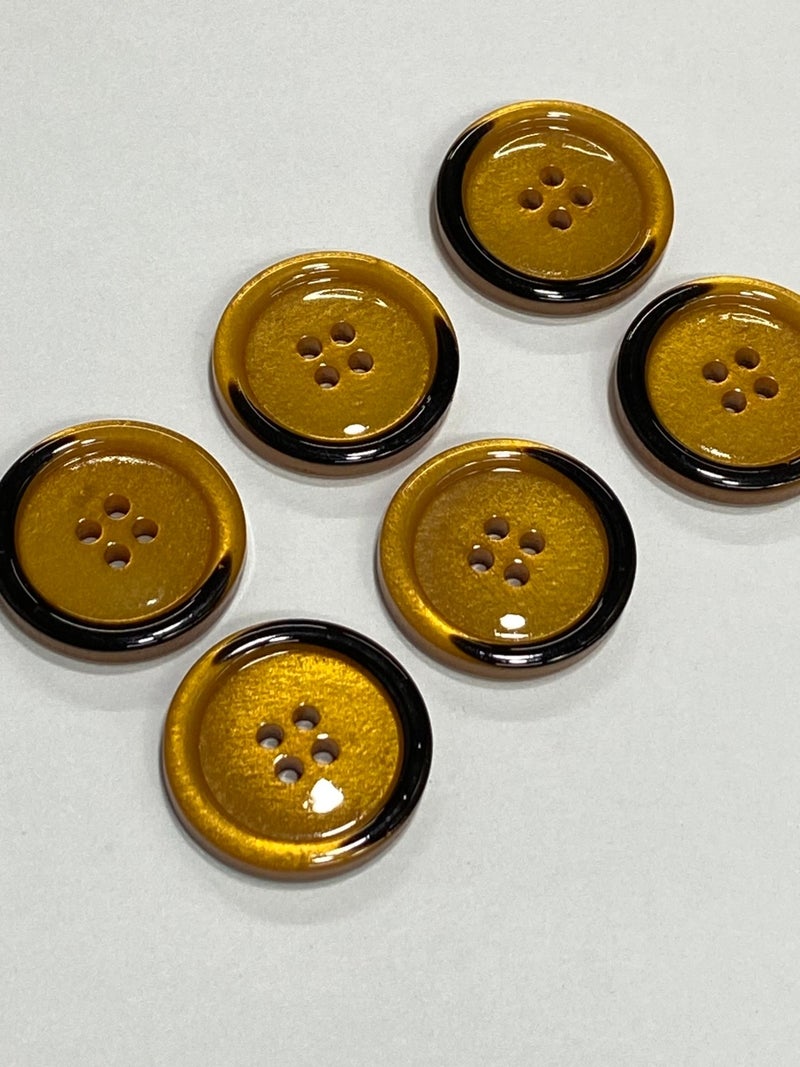 Karan Tuhafiye Karan Haberdashery Trench Coat and Jacket Button / 6 Piece Set / Enamel Coated / Black Throw / Mustard Color - Image 3