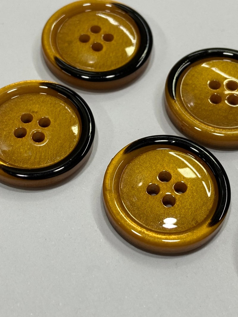 Karan Tuhafiye Karan Haberdashery Trench Coat and Jacket Button / 6 Piece Set / Enamel Coated / Black Throw / Mustard Color - Image 2
