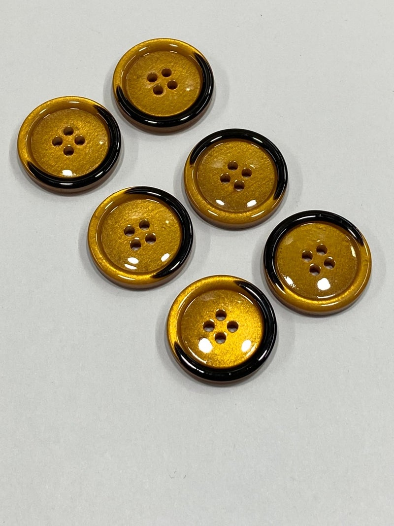 Karan Tuhafiye Karan Haberdashery Trench Coat and Jacket Button / 6 Piece Set / Enamel Coated / Black Throw / Mustard Color - Image 1