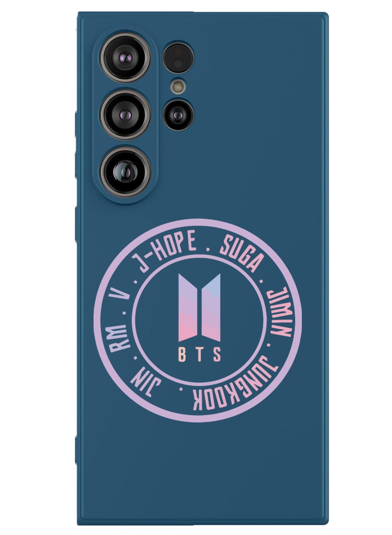 Theodor Protective Slim Fit Case Liquid Silicone Cover with Full Body Protection Anti-Scratch Shockproof Case For Samsung Galaxy S25 Ultra (Blue) - BTS sticker - Image 1