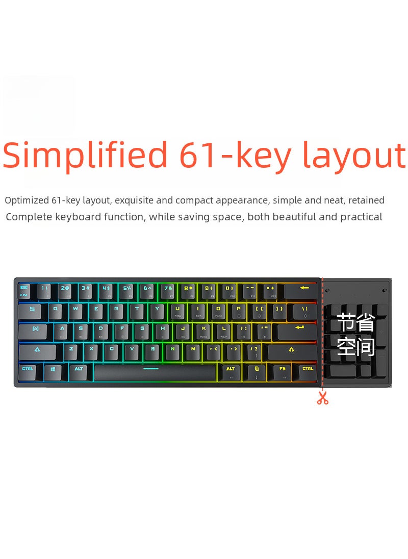Generic - K620 E-sports Wired Mechanical Keyboard TYPE-C Hot Plug RGB Luminous Green Axis Game Bluetooth Mechanical Keyboard Crack k620 Black Green Shaft Classic Edition - Image 1