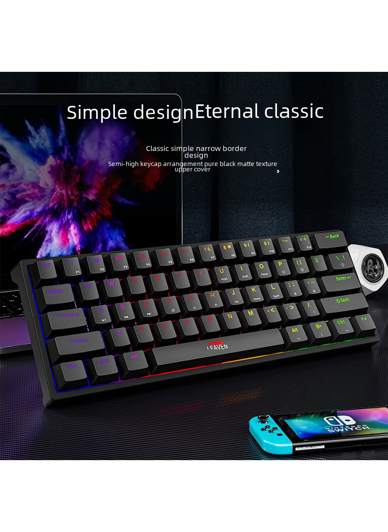 Generic - K620 E-sports Wired Mechanical Keyboard TYPE-C Hot Plug RGB Luminous Green Axis Game Bluetooth Mechanical Keyboard Crack k620 Black Green Shaft Classic Edition - Image 1