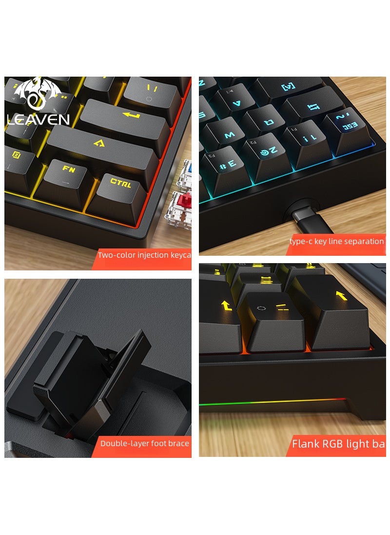 Generic - K620 E-sports Wired Mechanical Keyboard TYPE-C Hot Plug RGB Luminous Green Axis Game Bluetooth Mechanical Keyboard Crack k620 Black Green Shaft Classic Edition - Image 1