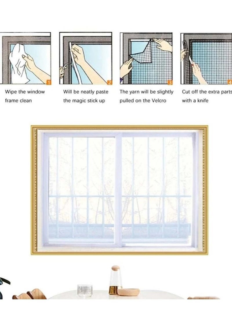 Captaintech Self-adhesive Window Screen  Anti Mosquito Net Adjustable DIY Fly Mesh Insect Netting Bug Bee Protector With Sticky Tape for most Windows 100X150cm  - Image 4