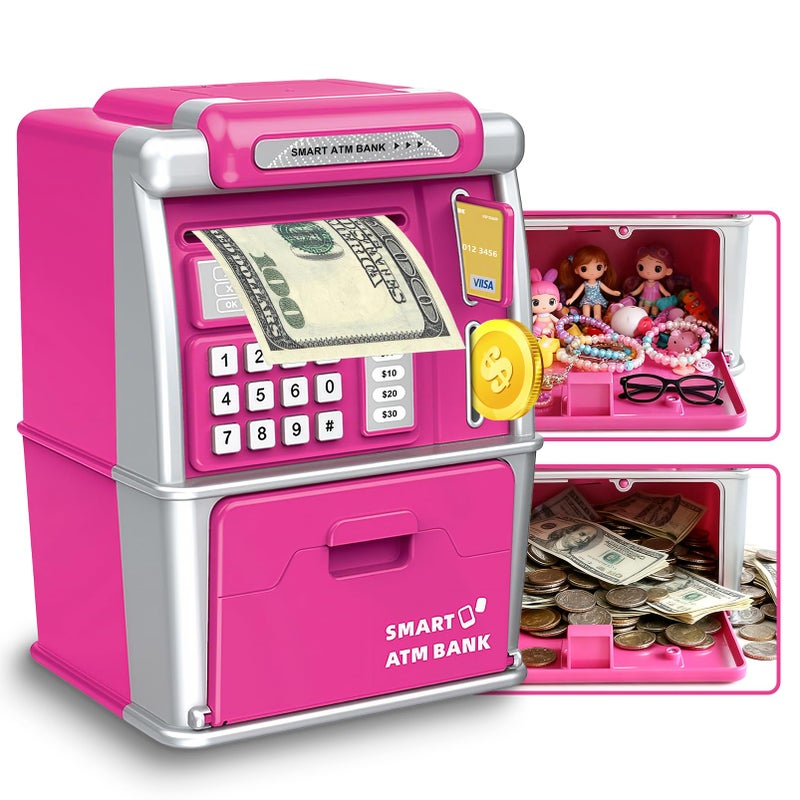 Ranphykx Piggy Bank for Kids ATM Machine for Real Money with Password Lock Electronic Savings Box ATM Piggy Bank Gifts for 312 Year Old Girls Boys - Image 3