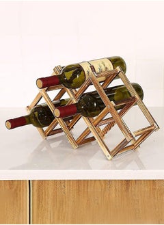 HOME TASTE Hometaste Premium Wooden Wine Storage Racks - Countertop And Freestanding Options | Bamboo And Foldable Designs | Home Kitchen And Bar Cabinets | Bottle Organizer And Display Shelf (Brown, 6 Bottle Rack) 