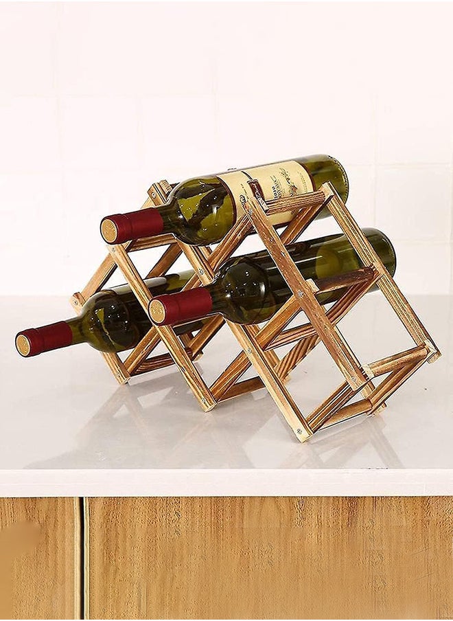 HOME TASTE Hometaste Premium Wooden Wine Storage Racks - Countertop And Freestanding Options | Bamboo And Foldable Designs | Home Kitchen And Bar Cabinets | Bottle Organizer And Display Shelf (Brown, 6 Bottle Rack) 