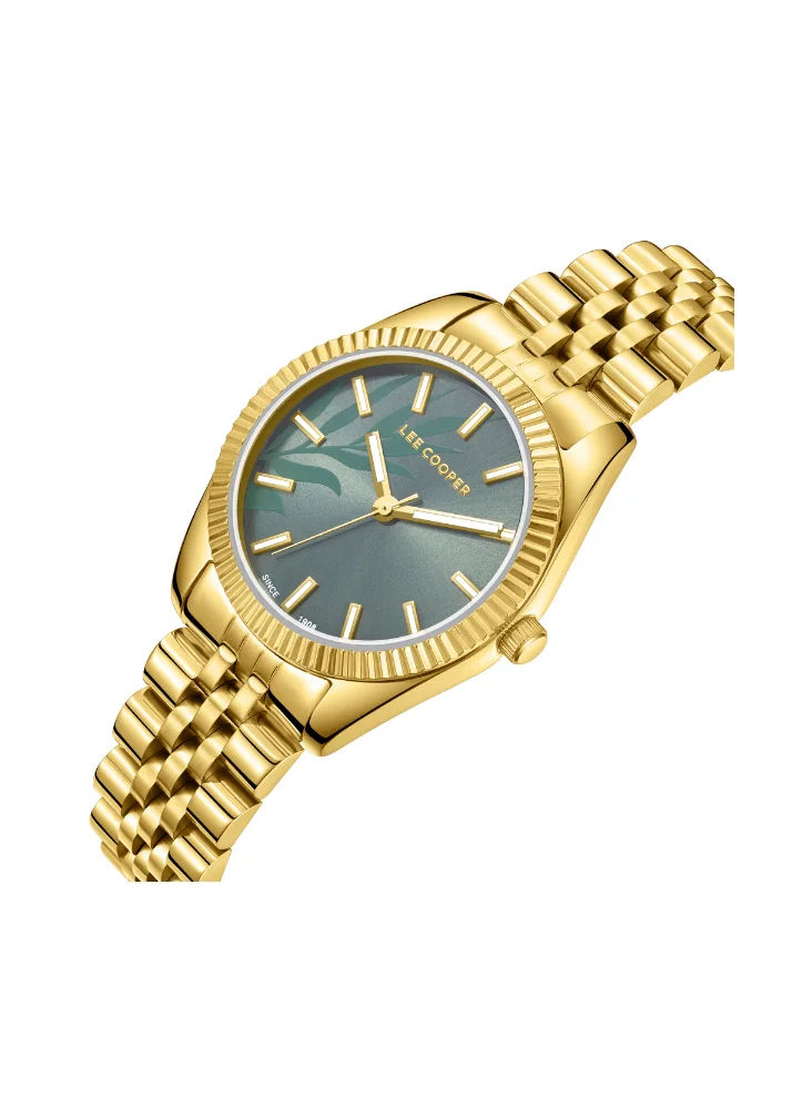 Lee Cooper Women's Analog Display Watch With Gold Metal Strap - LC08102.270
