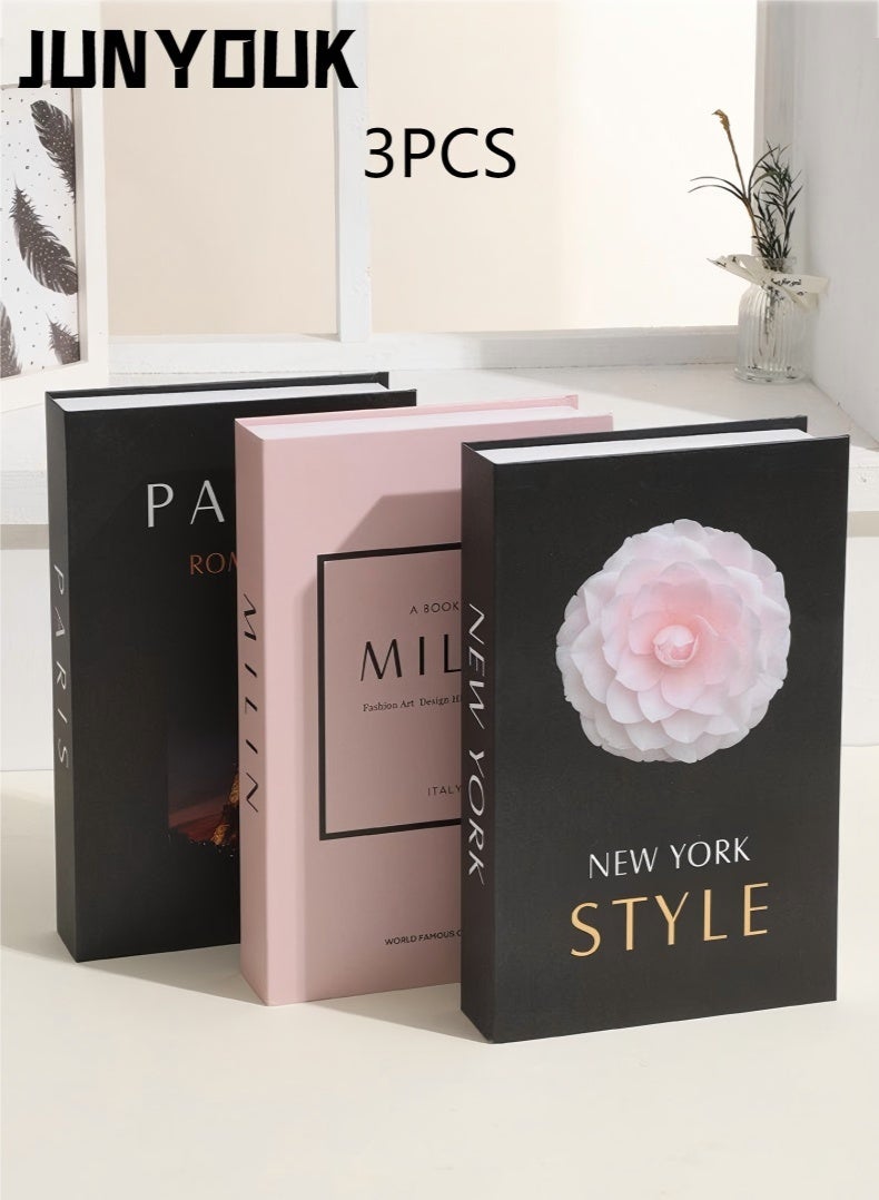 JUNYOUK Decorative Books for Home Decor,Set of 3 Stylish Fake Books of Room Books Decor Aesthetic,for Coffee Table Decor,Living Room, Table, Shelf Decor,Modern Hardcover Stacked Display Books - Image 1