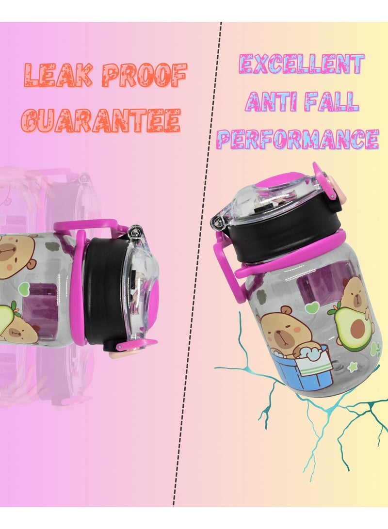 Bunny Transparent Kids Water Bottle with Straw – 500ml School & Picnic Bottle for Toddlers – Black, Blue & Yellow - Image 4