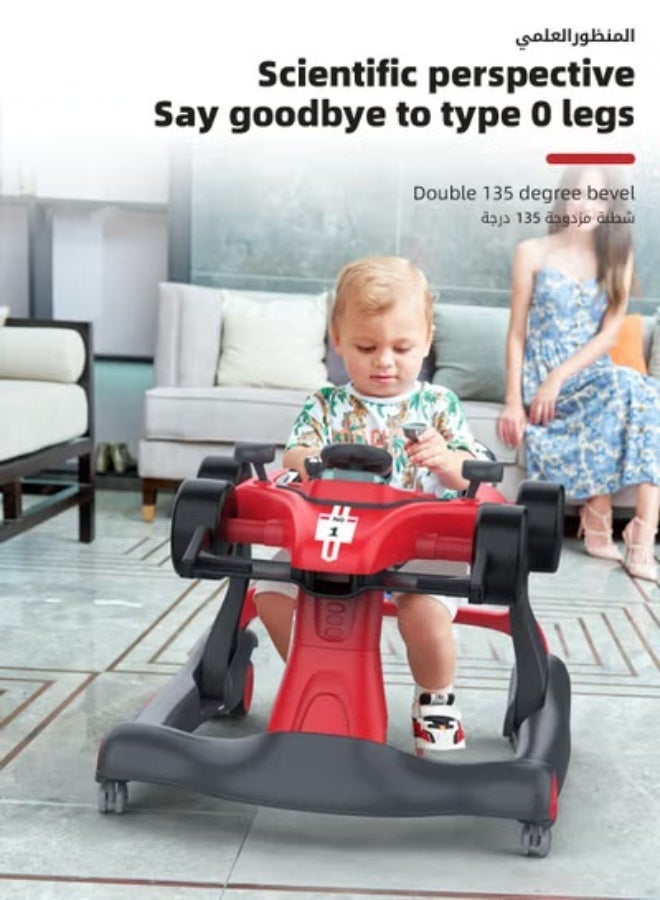 DOOKOO 3 In 1 Baby Walker for Kids, Multifunctional Kids Walkers, Baby Push Walker, Toy Car for Walking with Adjustable Height and 360 Degree Universal Wheels, for Infants 6 to 18 Months (Red) - Image 2