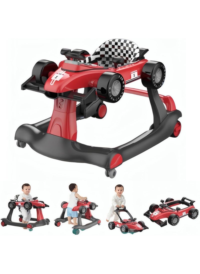 DOOKOO 3 In 1 Baby Walker for Kids, Multifunctional Kids Walkers, Baby Push Walker, Toy Car for Walking with Adjustable Height and 360 Degree Universal Wheels, for Infants 6 to 18 Months (Red) - Image 1