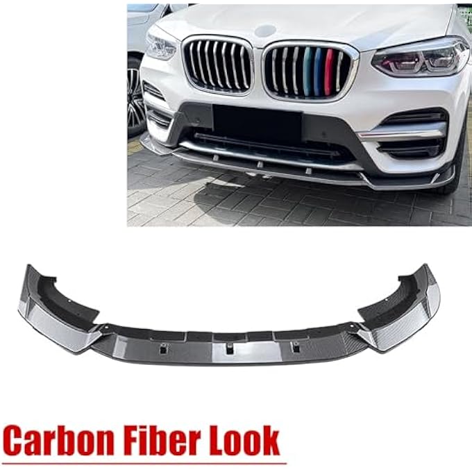 FINMOKAL Carbon Fiber Look Front Bumper Lip Spoiler Compatible with BMW X3 X4 G01 G02 2018-2021 (Not Fit for M Sport Version) - Image 2