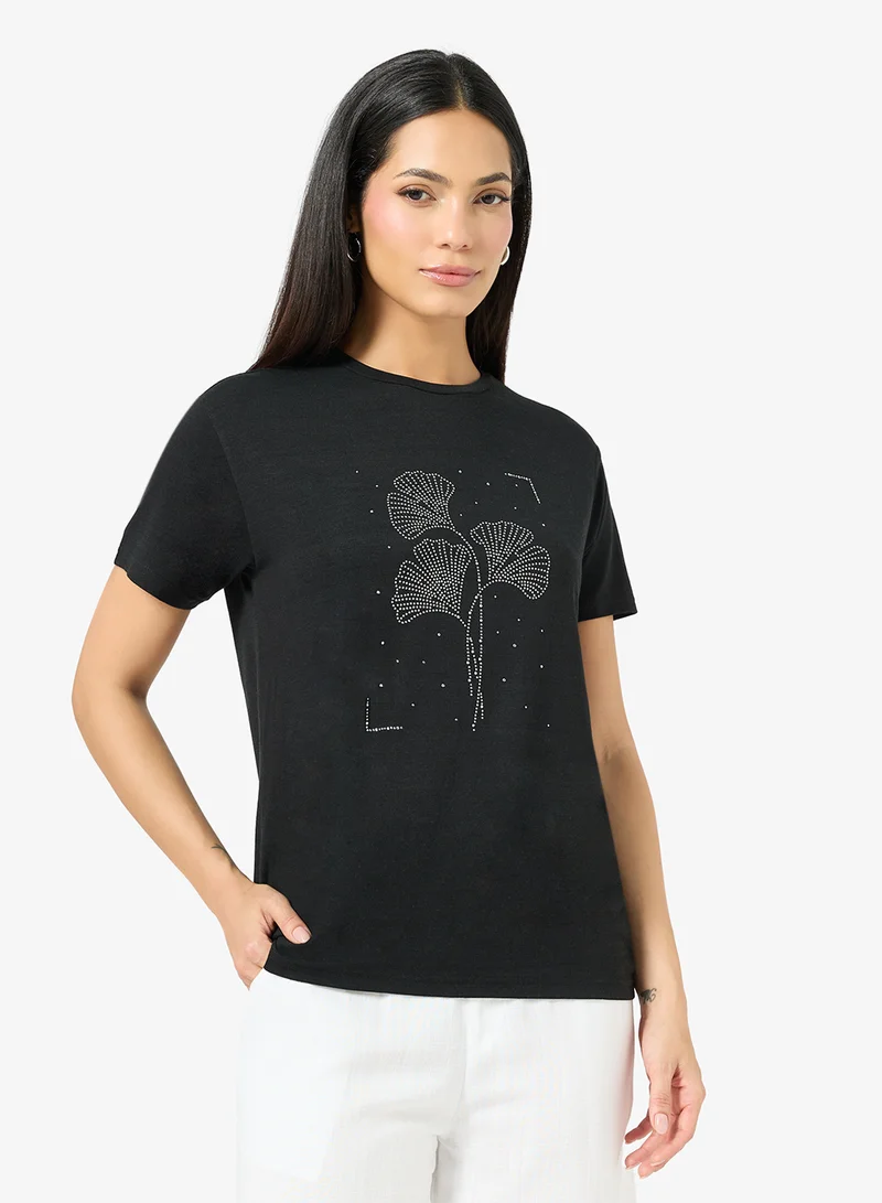 ريبلز مع نمشي Ladies Crew Neck Printed T-shirt