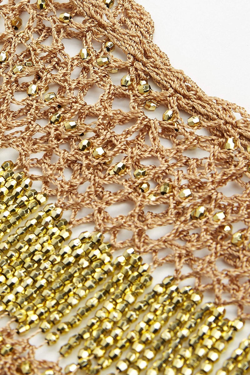 BABEYOND 1920s Shawl Wraps Gatsby Beaded Evening Cape Bridal Shawl Bolero Flapper Cover Up (Gold) - Image 4