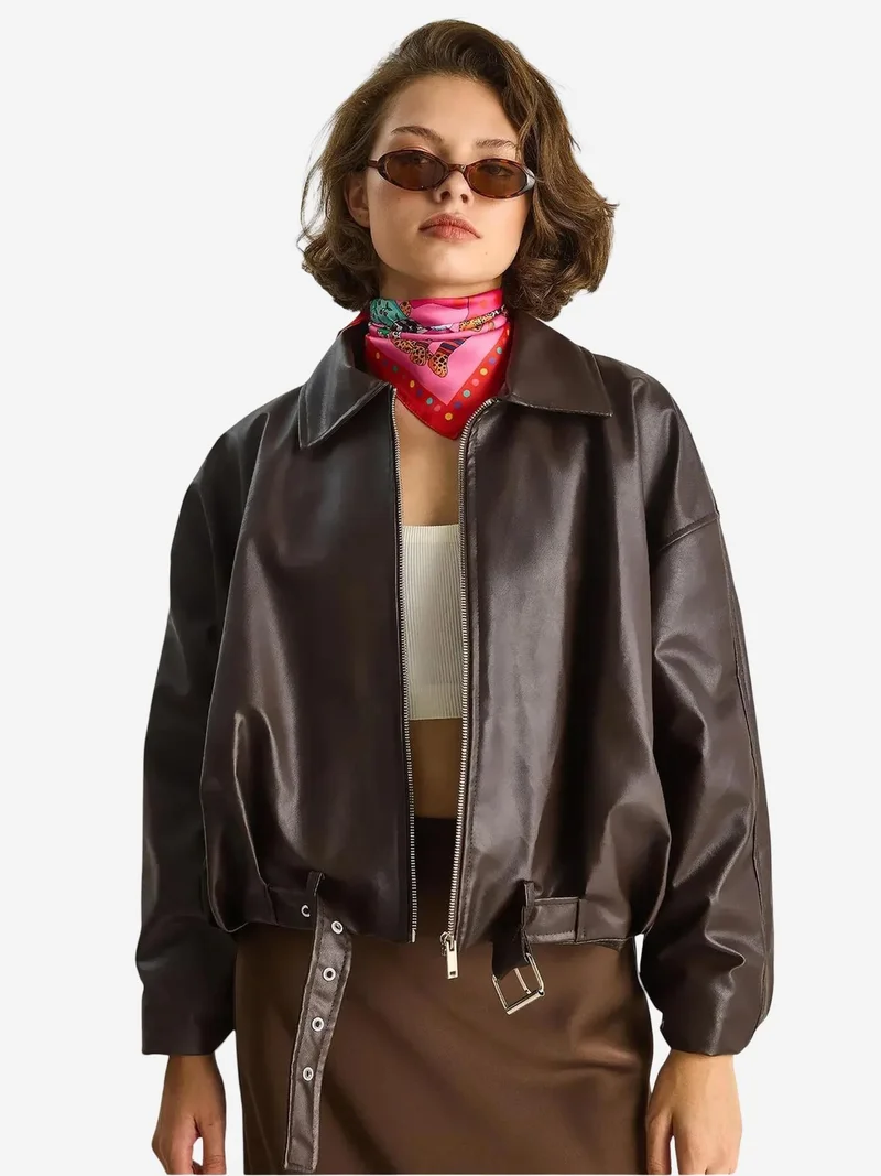 بيانكو لوتشي جاكيت بومبر من الجلد الصناعي من لوتشي بسحاب