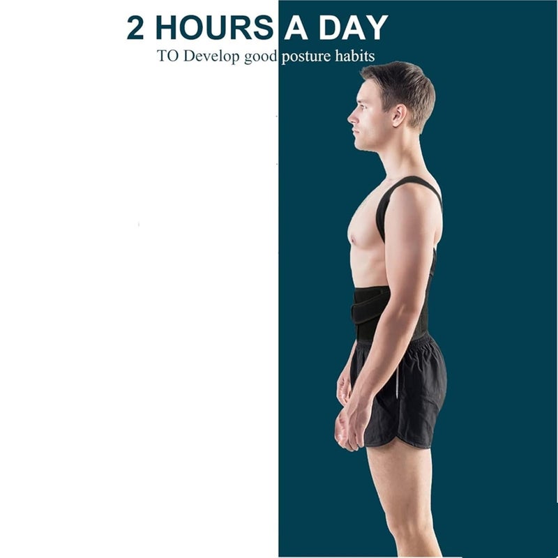 Brace for Women & Men, Adjustable Back Support Straightener for Upper Back Pain Relief(Black,S-Belly 70-85cm) - Image 4