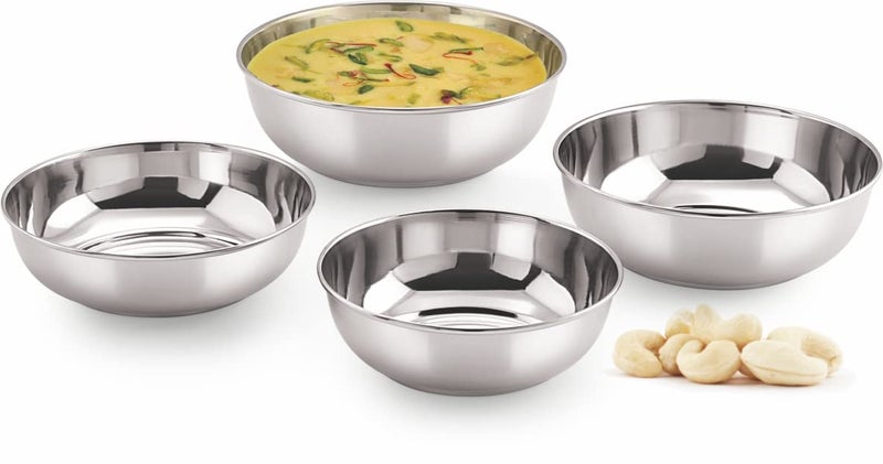 neelam Stainless Steel 10, 22 Gauge Vati, 1000 ml, Set of 12, Dinner Bowl Katori Serving Vati, Durable Quality, Elegant, Perfect for Serving Snacks, Desserts, and Condiments, Sliver - Image 1