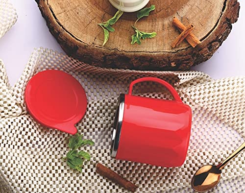 Faverito Mug Unbreakable Insulated Double Wall Spill Proof Plastic Stainless Steel Tea/Coffee/Milk Mug with Lid (1) - Image 2