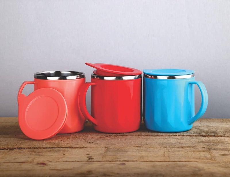 Faverito Mug Unbreakable Insulated Double Wall Spill Proof Plastic Stainless Steel Tea/Coffee/Milk Mug with Lid (1) - Image 4