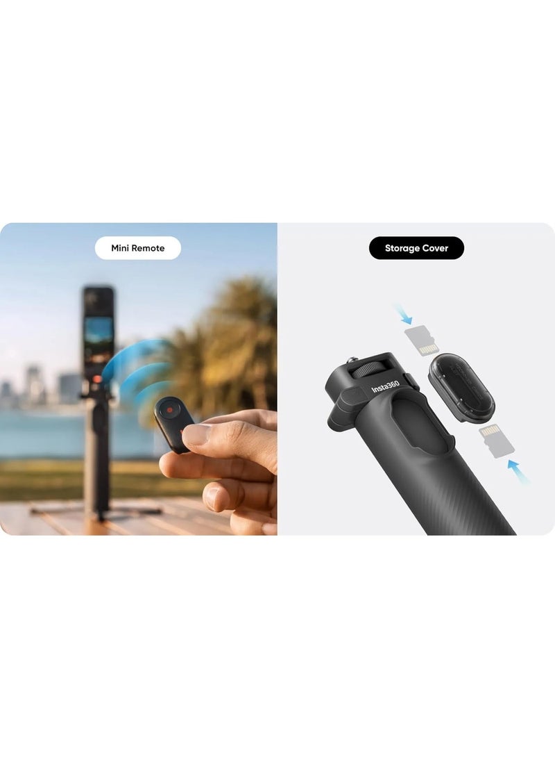 Insta360 Foldable 2-in-1 Selfie Stick Remote Kit (1/4″ Mount) – Extendable Selfie Stick & Remote Controller for X5, X4, X3, GO 3, Ace Series Action Cameras - Image 5