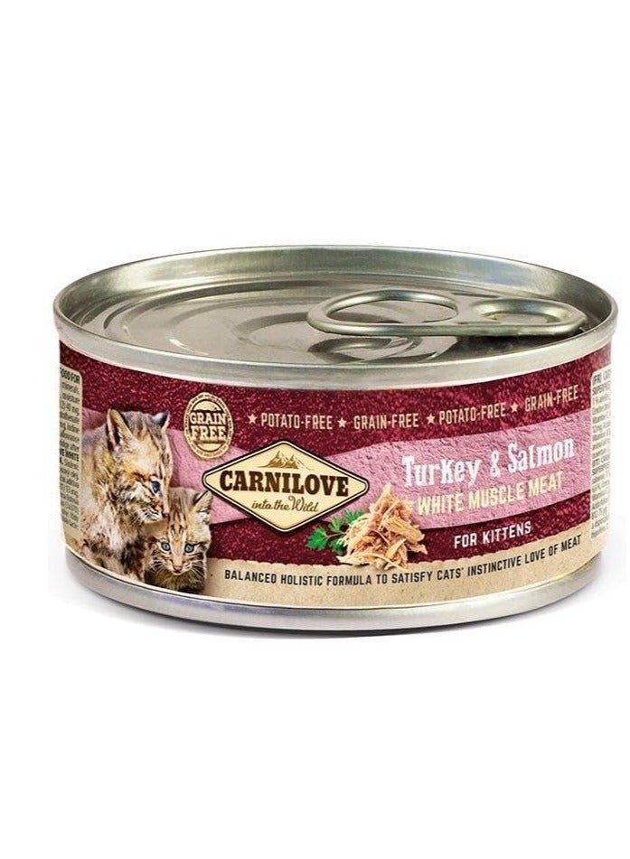 CARNILOVE Turkey & Salmon for Kittens (Wet Food Cans) 12x100g - Image 1
