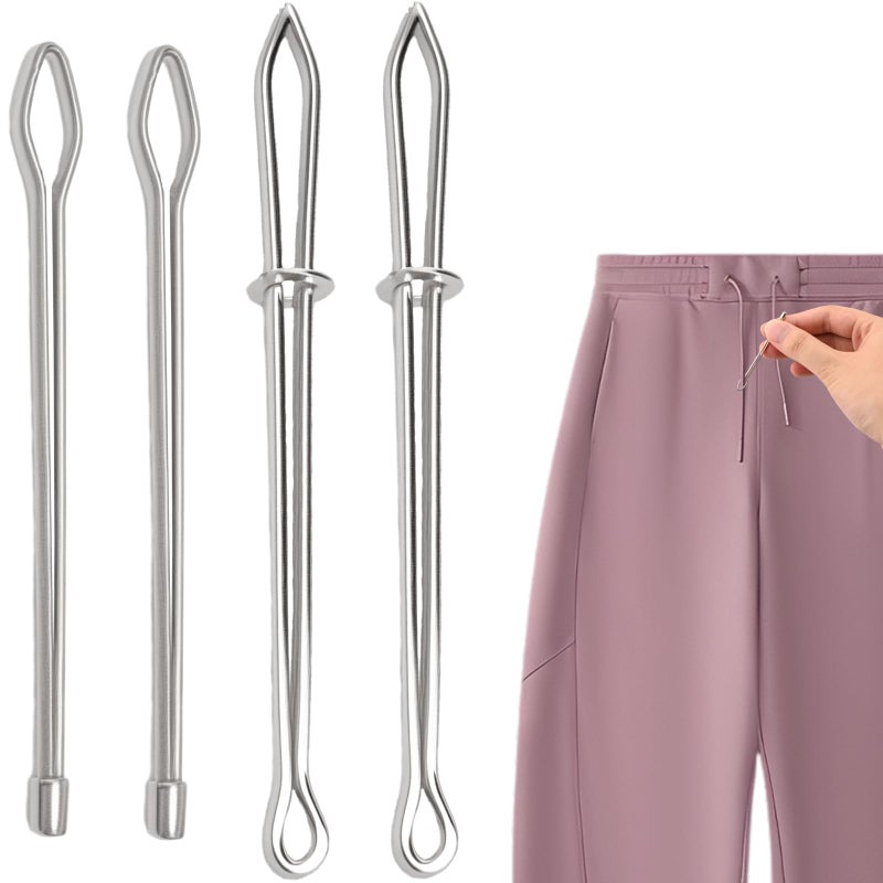 SISABAMA 4 Pcs Bodkin Sewing Tool Rope Threader Clip Draw String Threader Tool Ezy-Pull Drawstring Tweezers Cording Elastic DIY Puller Easy Quick Insert for Sweatpants Hoodies Swim Trunks Sweatpant Pants - Image 1