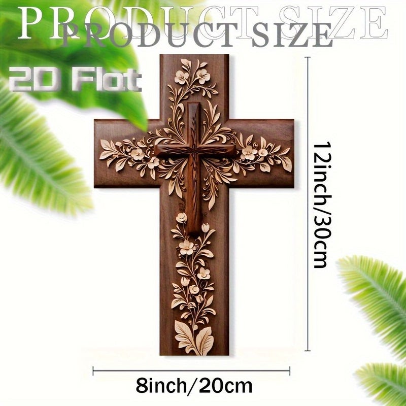 Vintage 2D Wooden Christian Cross 8x12 Inch Wall Hanging Religious Home Decor - Image 5