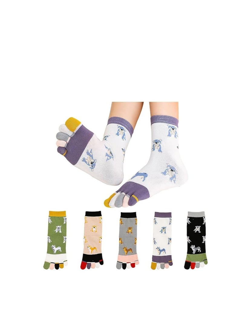 Excefore Toe Socks Ankle Cotton Five Fingers Socks Low Cut Athletic Running Socks - 5 Pairs Size 5-10 - Image 1