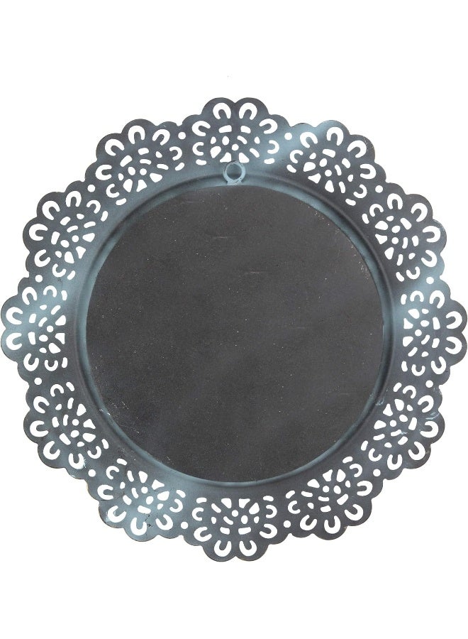 Stonebriar Round Decorative Metal Lace Hanging Wall Mirror with Attached Hanger Blue with Brass Highlights - Image 3