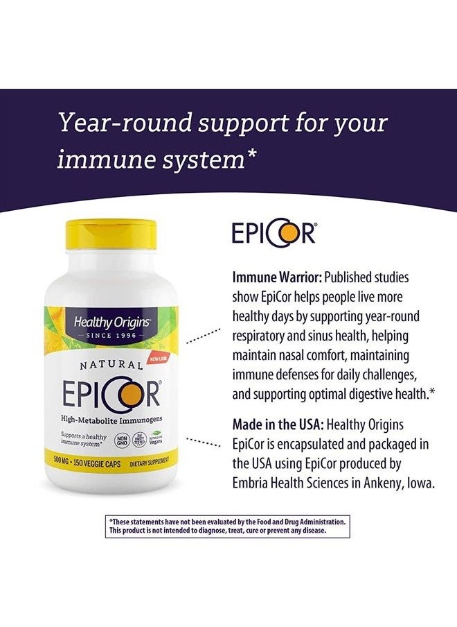 Healthy Origins - EpiCor 500 mg (Immune Support, Non-GMO, Gluten Free), 60 Veggie Capsules - Image 1