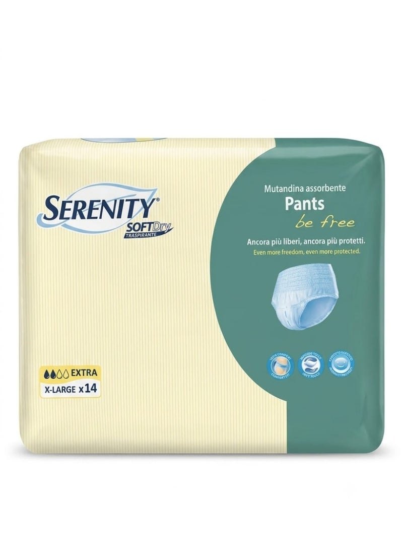SERENITY Soft Dry Sensitive Pants Extra Pull Up Brief X-LARGE  14 Pcs