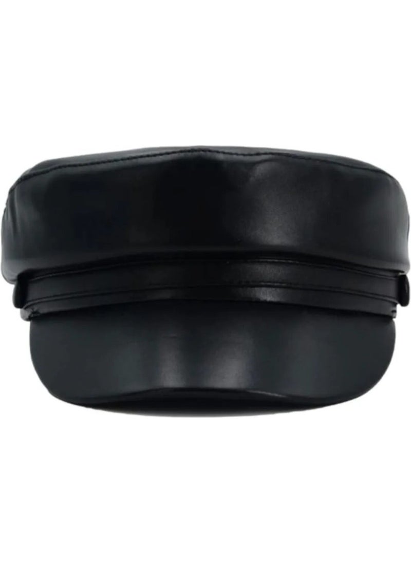 Trenderrs Women's Vegan Leather Captain Hat  - Image 2